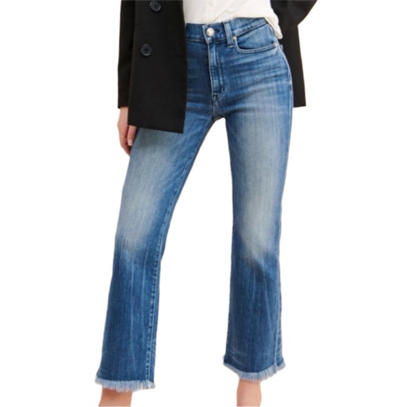 AYR The Bomb Pop Strait Leg High Rise Jeans Raw Hem Blue Size 25 Flattering Edgy - Picture 2 of 16